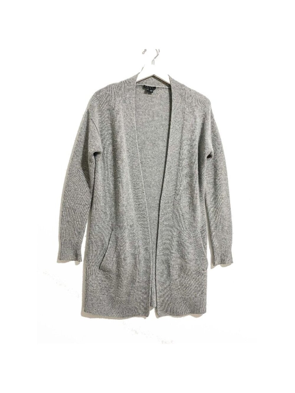 Theory Analiese Gray Open Front Cashmere Cardigan, Size P/XS